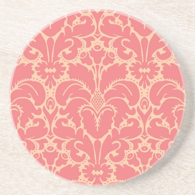Baroque style damask background coaster (Front)