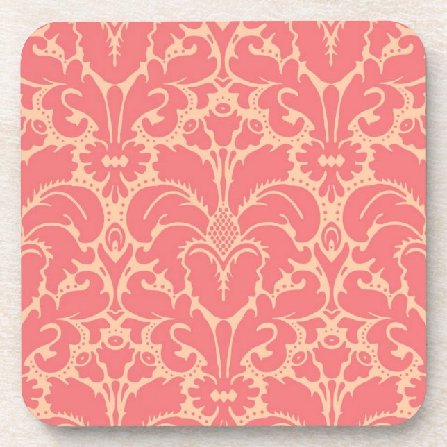 Baroque style damask background coaster (Front)
