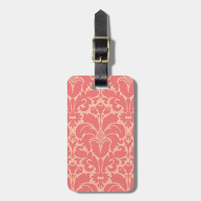 Baroque style damask background luggage tag (Front Vertical)