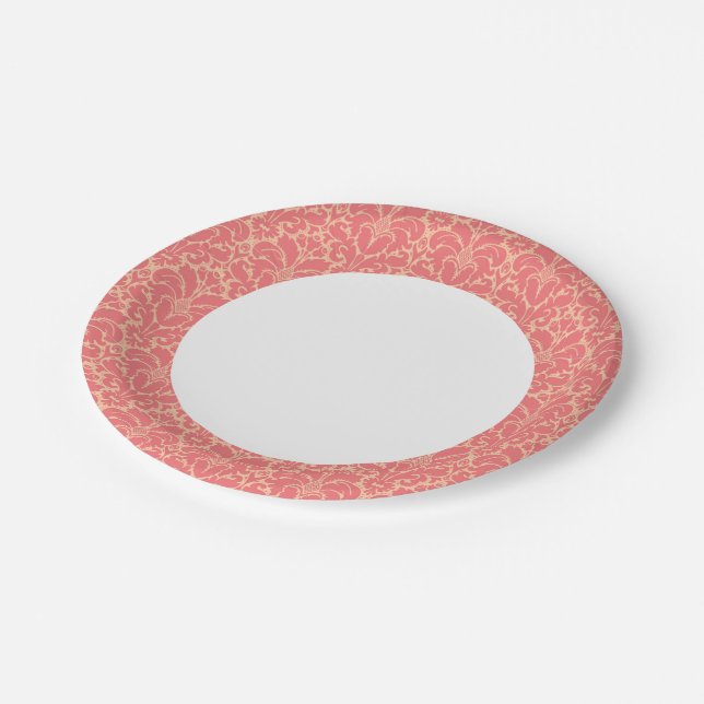 Baroque style damask background paper plate (Angled)