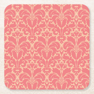 Baroque style damask background square paper coaster