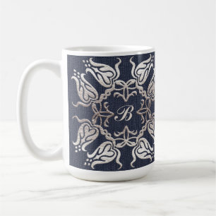 baroque style floral blue pattern coffee mug