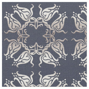 baroque style floral blue pattern fabric