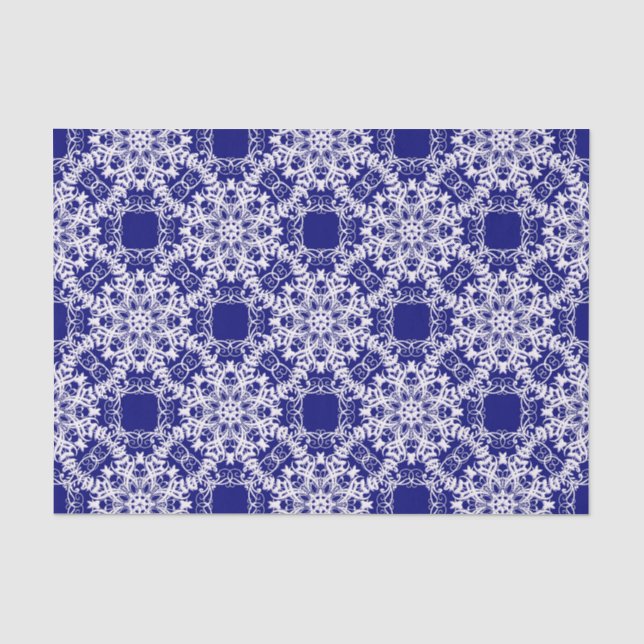 baroque style floral  blue pattern tissue paper (Front)