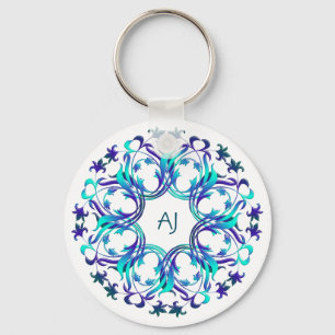 Baroque style Floral design Classic Round Sticker  Key Ring