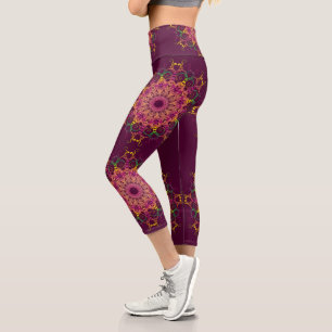 Baroque style floral Mandala. Capri Leggings