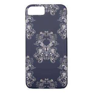 baroque style floral navy pattern. iPhone 8/7 case