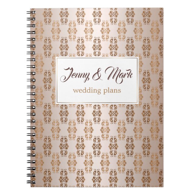 Baroque style gradient beige pattern. Text. Notebook (Front)