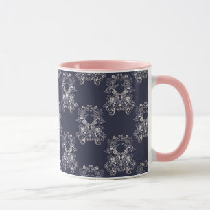 baroque style navy pattern. mug