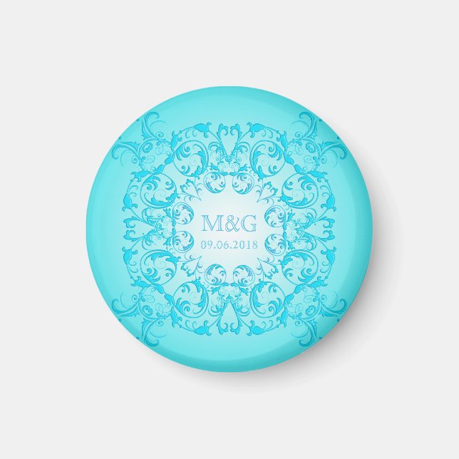 Baroque style turquoise gradient texture. magnet (Front)