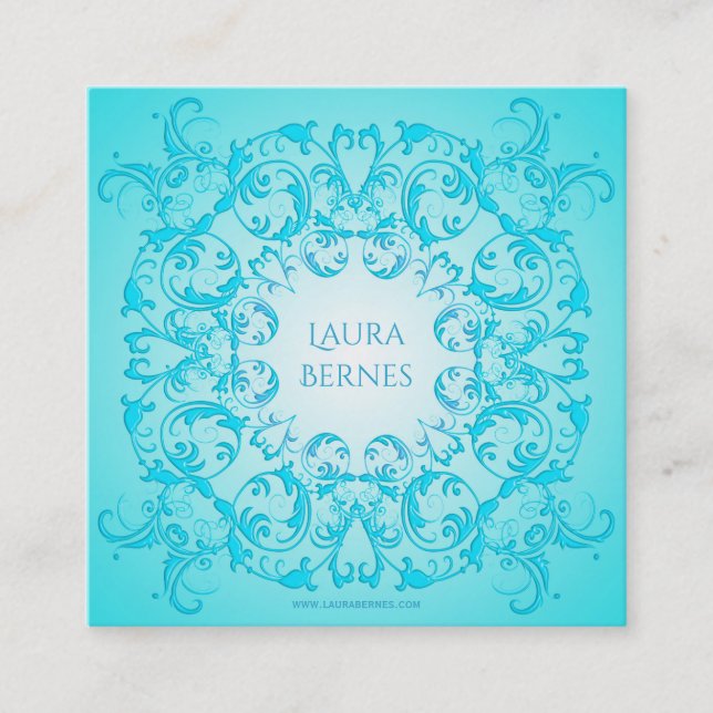 Baroque style turquoise gradient texture. square business card (Front)