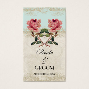 Baroque Style Vintage Rose Aqua Favour Gift Tags