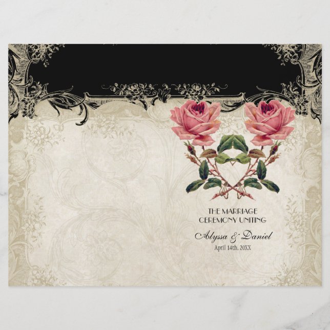 Baroque Style Vintage Rose Black n Cream Lace (Front)