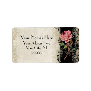 Baroque Style Vintage Rose Black n Cream Lace Label
