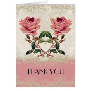 Baroque Style Vintage Rose Blush Thank You Notes