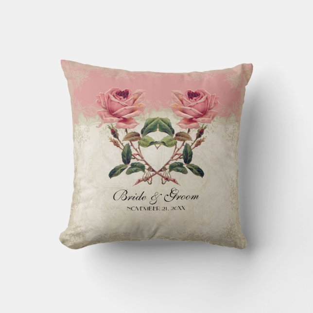 Baroque Style Vintage Rose Lace Cushion (Front)