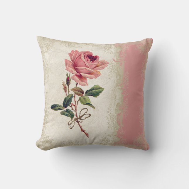 Baroque Style Vintage Rose Lace Cushion (Front)
