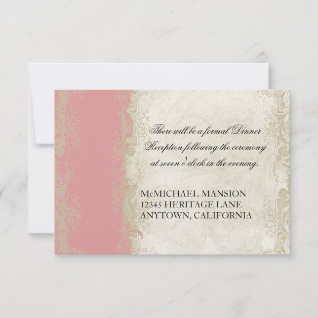 Baroque Style Vintage Rose Lace Invitation (Front)
