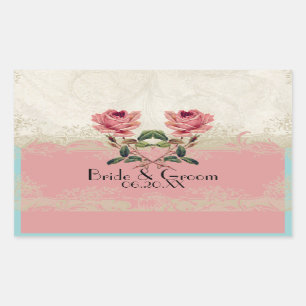 Baroque Style Vintage Rose Lace Rectangular Sticker