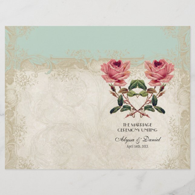 Baroque Style Vintage Rose Mint n Cream Lace (Front)