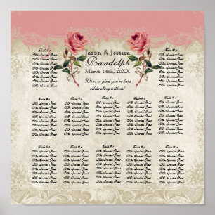 Baroque Style Vintage Rose Reception Seating Chart