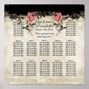 Baroque Style Vintage Rose Reception Seating Chart