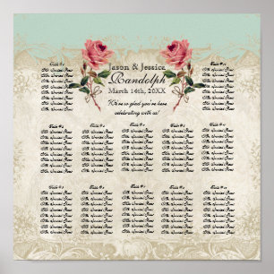 Baroque Style Vintage Rose Reception Seating Chart