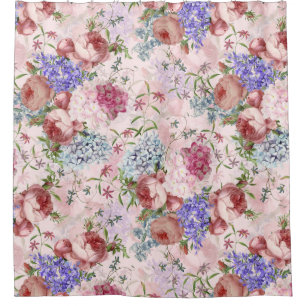 Baroque summer roses vintage floral garden shower curtain