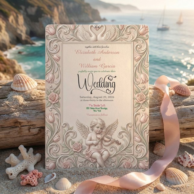Baroque Swan & Cherub Wedding Invitation. Invitation (Creator Uploaded)