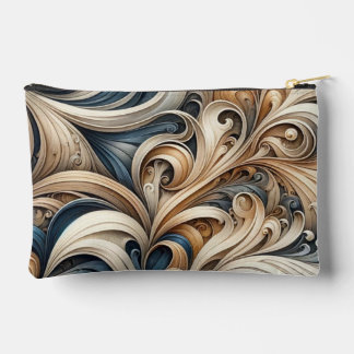 Baroque Swirl Pattern in Blue & Gold Accessory Pouch