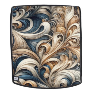 Baroque Swirl Pattern in Blue & Gold Backpack