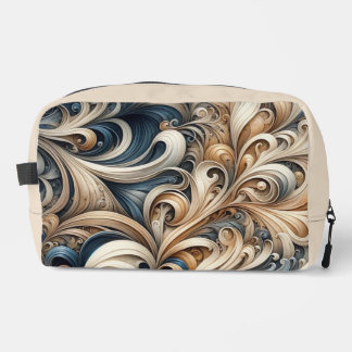 Baroque Swirl Pattern in Blue & Gold Dopp Kit