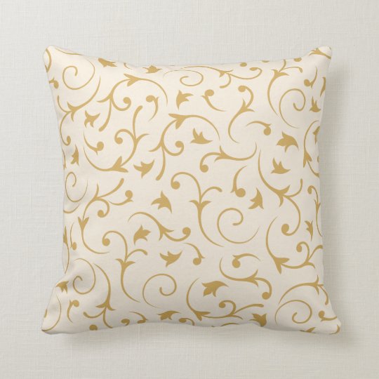 Baroque Swirls Cream & Gold Cushion Zazzle.co.uk