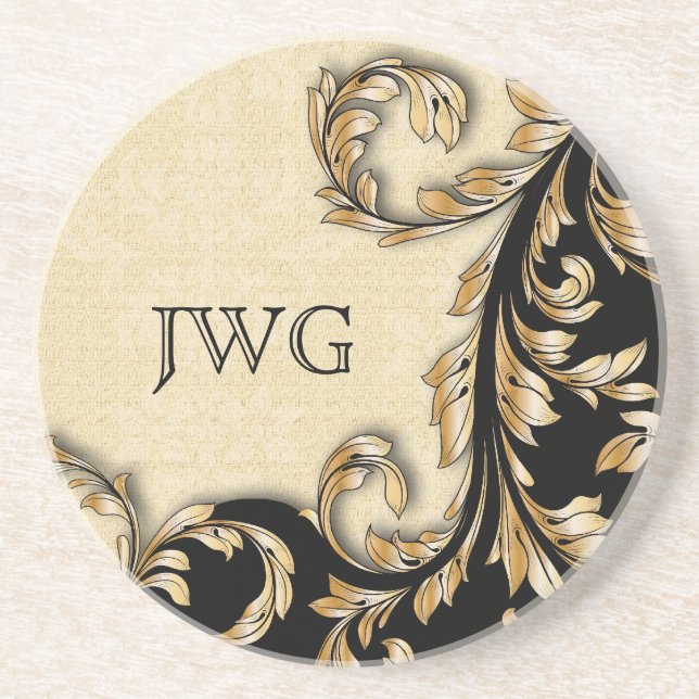 Baroque Swirls Personalised Coaster (Front)