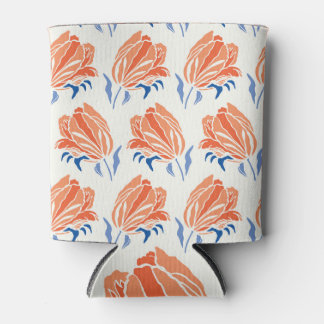 Baroque Tulip: Botanical Vintage Linocut Can Cooler