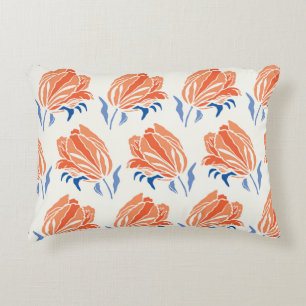 Baroque Tulip: Botanical Vintage Linocut Decorative Cushion