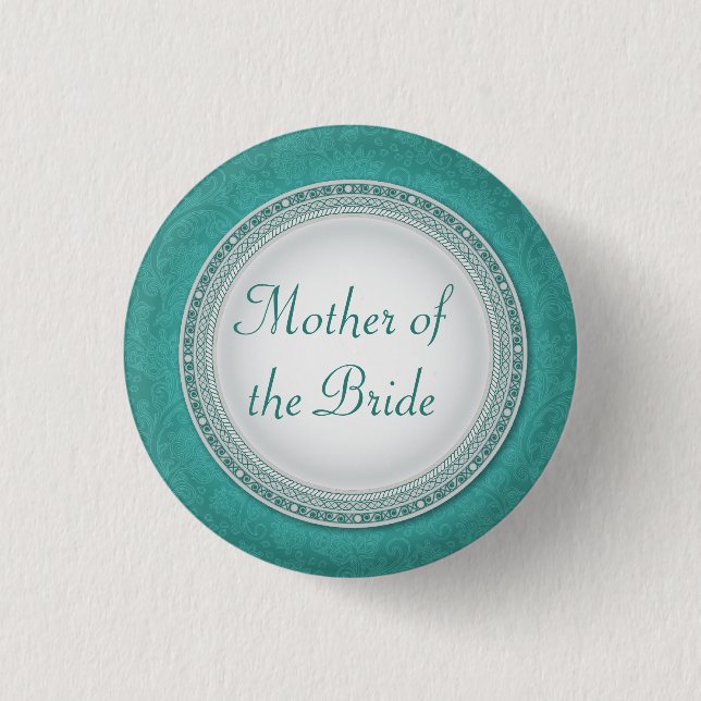 Baroque Turquoise Plaque Wedding Role Button (Front)