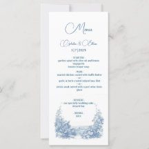 Baroque Typography Dusty Blue wedding party Menu