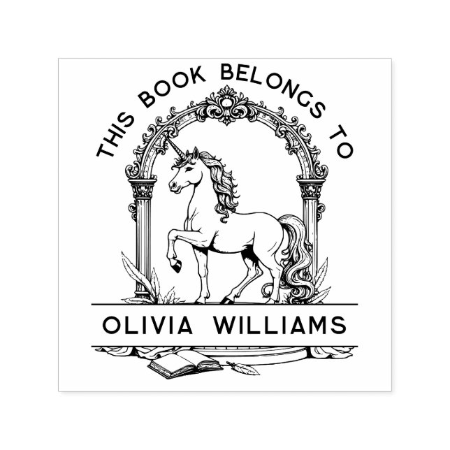 Baroque Unicorn Bookplate Stamp (Design)