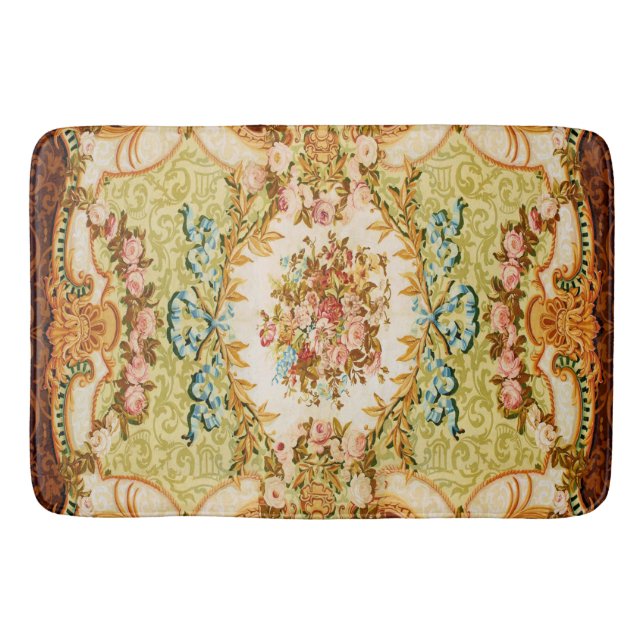 Baroque Victorian floral rose french tapestry Bath Mat (Front)