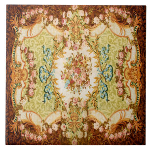 Baroque Victorian floral rose french tapestry Tile