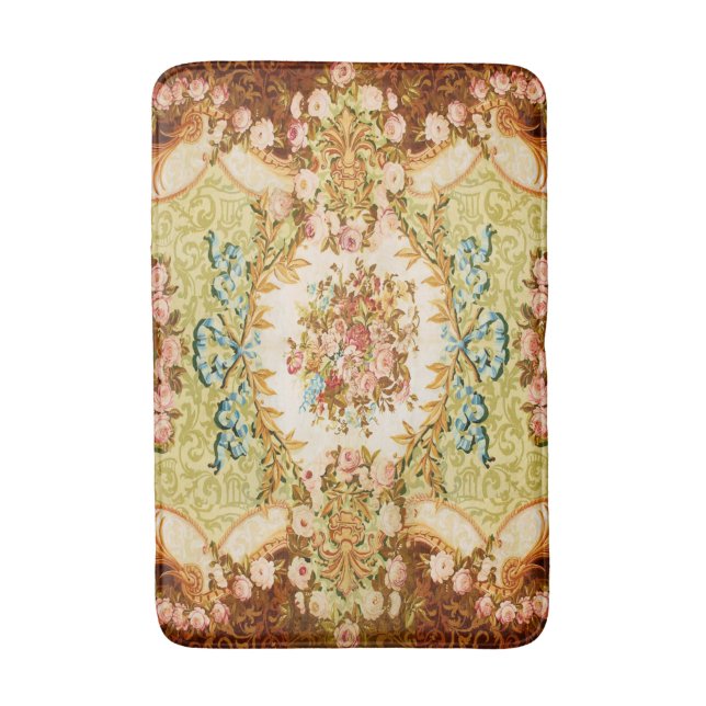 Baroque Victorian floral rose tapestry Bath Mat (Front Vertical)