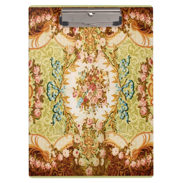 Baroque Victorian floral rose tapestry Clipboard (Front)
