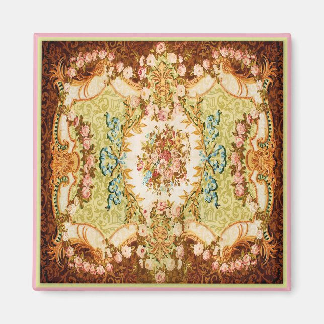 Baroque Victorian floral rose tapestry look Magnet (Front)