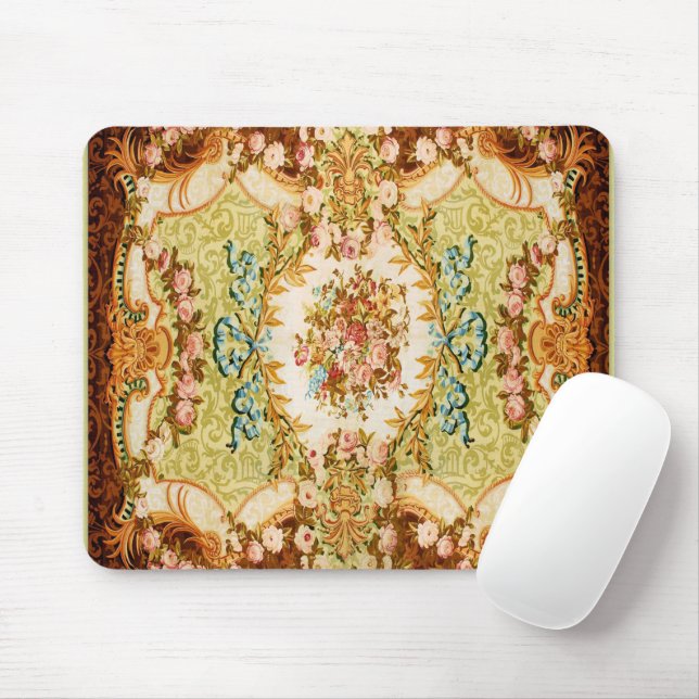 Baroque Victorian floral rose tapestry Mouse Mat (With Mouse)
