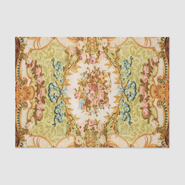 Baroque Victorian floral rose tapestry Tissue Paper (Front)