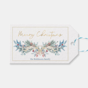Baroque Vintage Blue And Gold Family Name Gift Tags