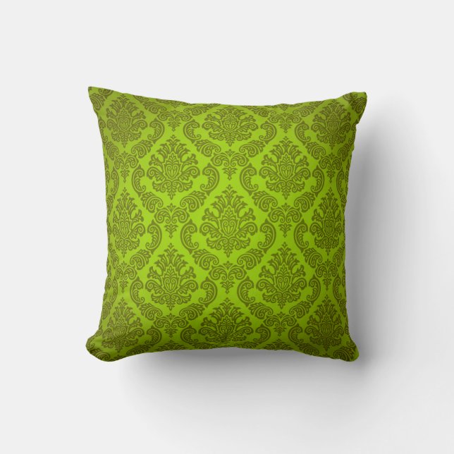 Baroque Vintage Damask | citron Cushion (Front)