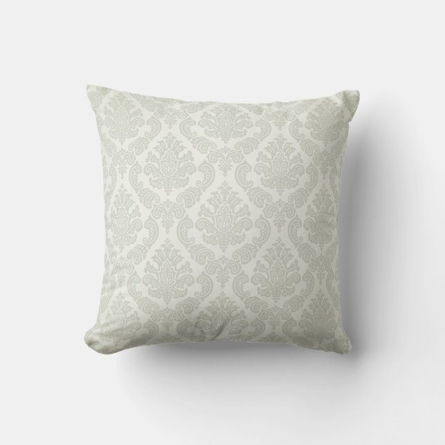 Baroque Vintage Damask | ice white Cushion (Front)