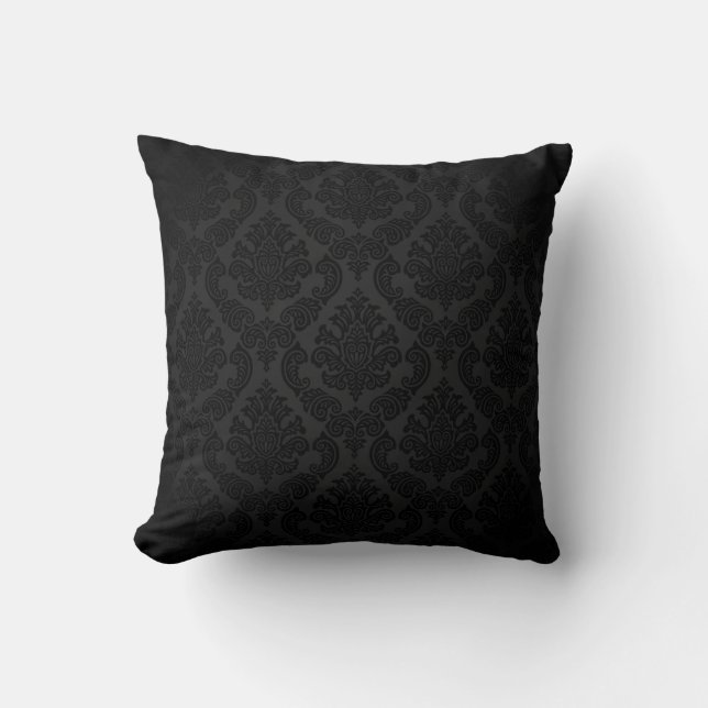 Baroque Vintage Damask | jet black Cushion (Front)
